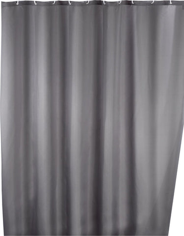 Wenko anti-schimmel douchegordijn grijs 180x200cm polyester - inclusief ophangringen - waterdicht - wasbaar - sneldrogend