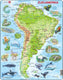 Larsen zuid-amerika geografisch met dieren – puzzel – kaarten geografie – zuid-amerika – educatieve legpuzzel voor kinderen – 65 stukjes – gemaakt in noorwegen – extra dikke 2,5 mm stukjes – tray met vaste rand