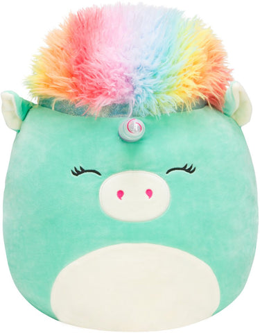 Squishmallows - large plush 35cm teal unicorn with rainbow hair