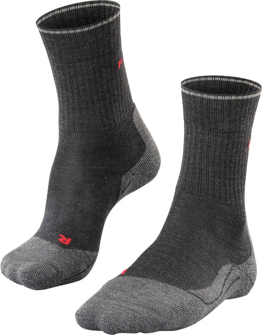 Falke tk2 explore wool silk medium padding wol functioneel materiaal wandelsokken dames grijs - maat 35-36