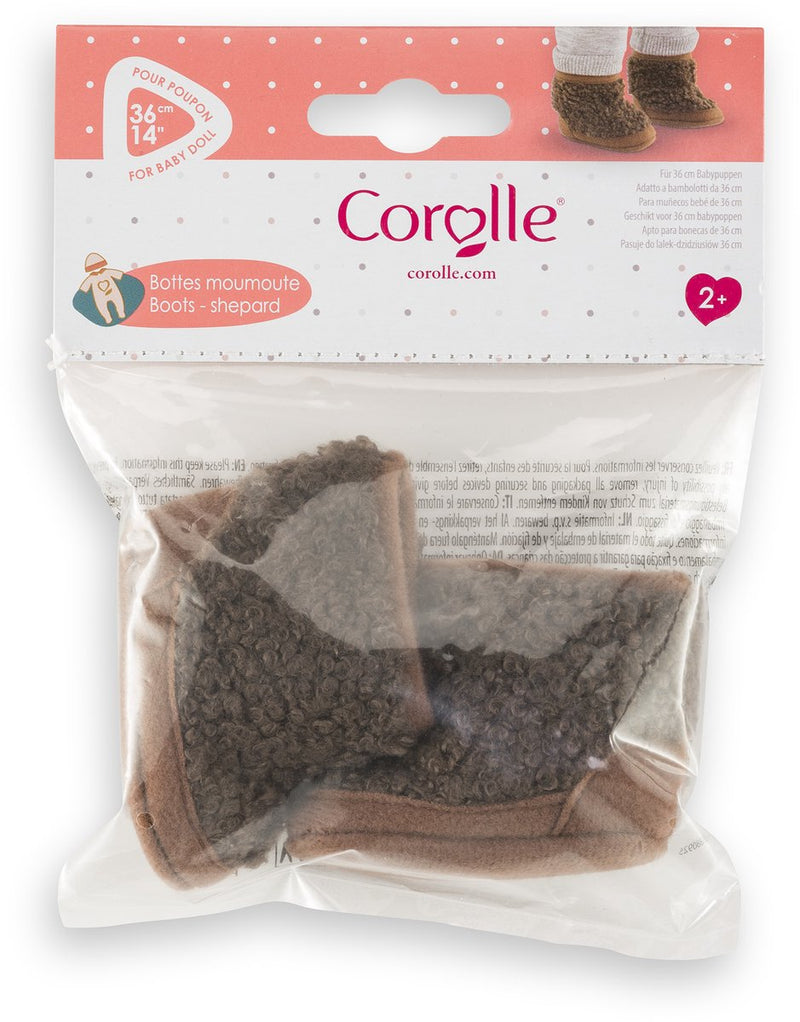Load image into Gallery viewer, Corolle poppenlaarsjes schapenvacht-look bruin 36cm poppen accessoire.
