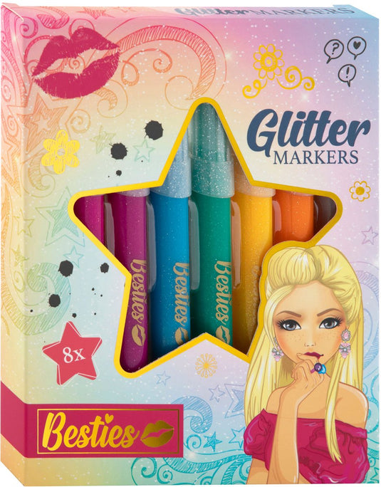 Grafix besties glitterviltstiften, 8st.