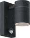 Lucide arne-led ir - wandspot wandlamp binnen buiten - ø 6,3 cm - led - gu10 - 1x5w 2700k - ip44 - beweging dag nacht sensor - zwart