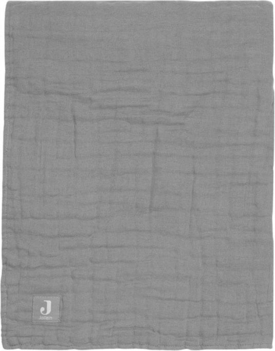 Jollein baby deken wieg 75x100cm muslin fringe - storm grey