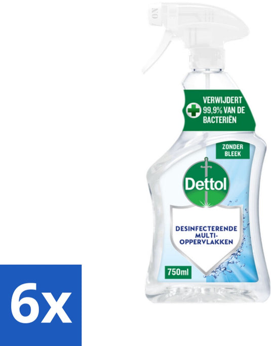 Dettol 6 x - allesreiniger - spray - zonder bleek - perfecte hygiëne - 750ml - allesreiniger - schoonmaakspray - hygiëne - schoonmaakproduct -