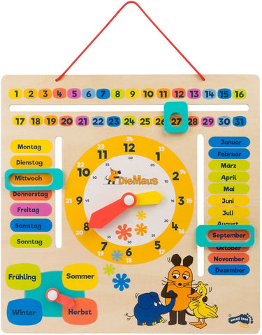 Small foot - houten leerbord klok kijken muis - duitstalig