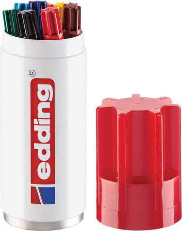 Edding 3000 permanent marker - 8 kleuren - 8 stiften in blik - ronde punt 1,5-3 mm - water en wrijfvast - voor karton, kunststof, hout, metaal, etc. - alcohol markers voor volwassenen