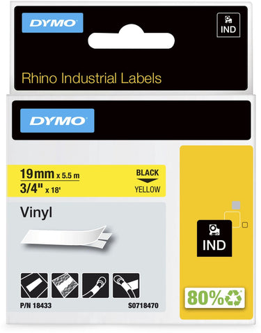 Dymo tapes rhino vinyl 19x5,5mm geel