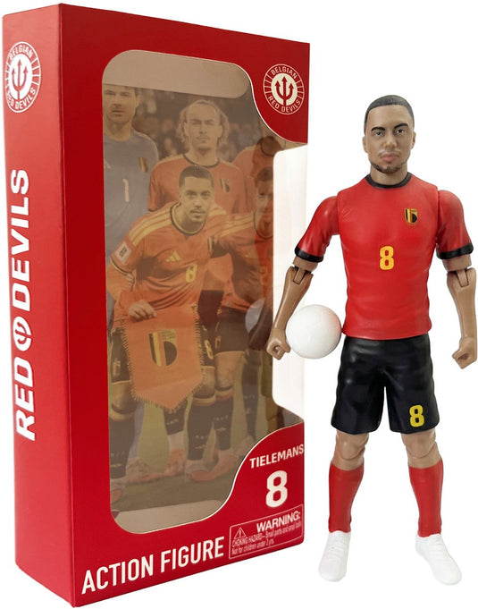 Megableu actiefiguur rode duivels - youri tielemans - voetbalpop met bewegende ledematen - officiële merchandise