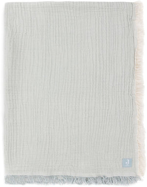 Jollein deken ledikant 120x120cm - fringe stripe sea green ivory - gots