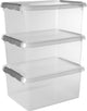 Sunware comfort line opbergbox - 15l - set van 3 - transparant metaal