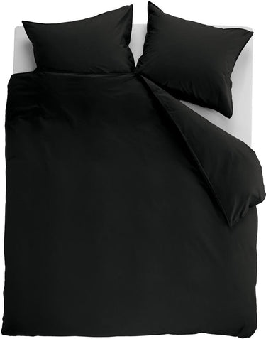 Ambiante cotton uni dekbedovertrek - effen - lits-jumeaux xl - 260x200 220 cm - zwart