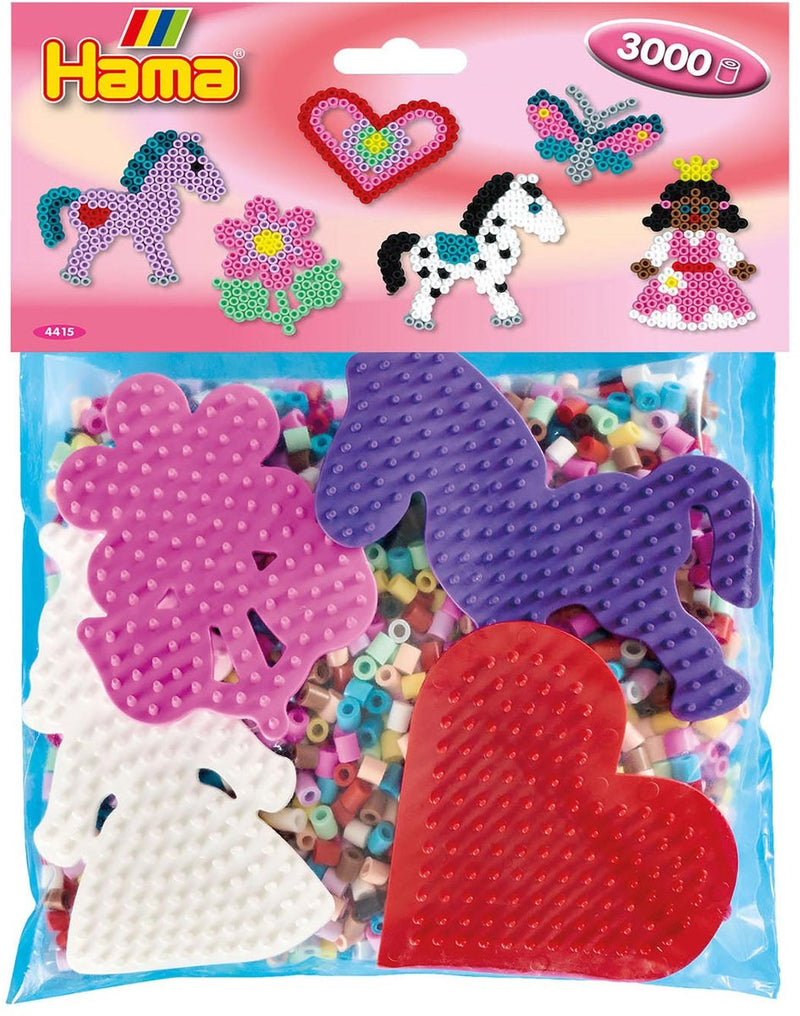 Load image into Gallery viewer, Hama strijkkralen paarden en prinses met 4 grondplaten 3000 stuks
