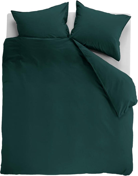 Ambiante cotton uni dekbedovertrek - effen - lits-jumeaux - 240x200 220 - donker groen