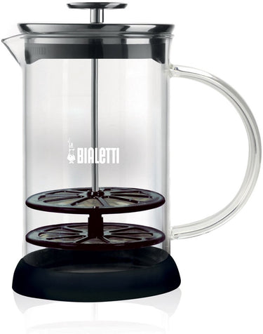 Bialetti cappuccinatore melkopschuimer 330 ml – handmatige melkopschuimer – borosilicaat glas – voor cappuccino, latte macchiato en koffiespecialiteiten