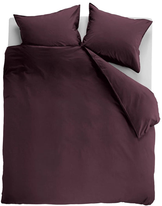 Ambiante cotton uni dekbedovertrek - effen - lits-jumeaux xl - 260x200 220 cm - donker rood