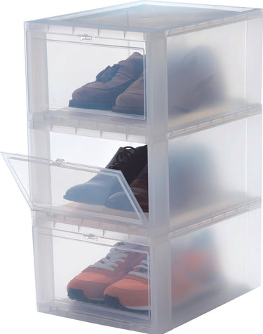 Iris schoenenbox large opbergbox - kunststof - transparant - set van 3