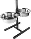 Duvo plus dinner time voerbak twin feeder h-stander voor honden xxl-4730ml-61x29x52.5cm zwart zilver