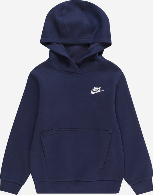 Nike k nsw club flc hdy lbr unisex sporttrui - navy - wit - maat s