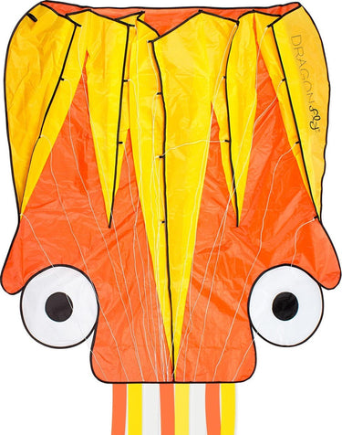 Dragon fly vlieger - octopus - oranje geel - 124 x 127 cm - vanaf 7 jaar