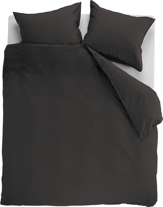 Ambiante cotton uni dekbedovertrek - effen - tweepersoons - 200x200 220 cm - antraciet