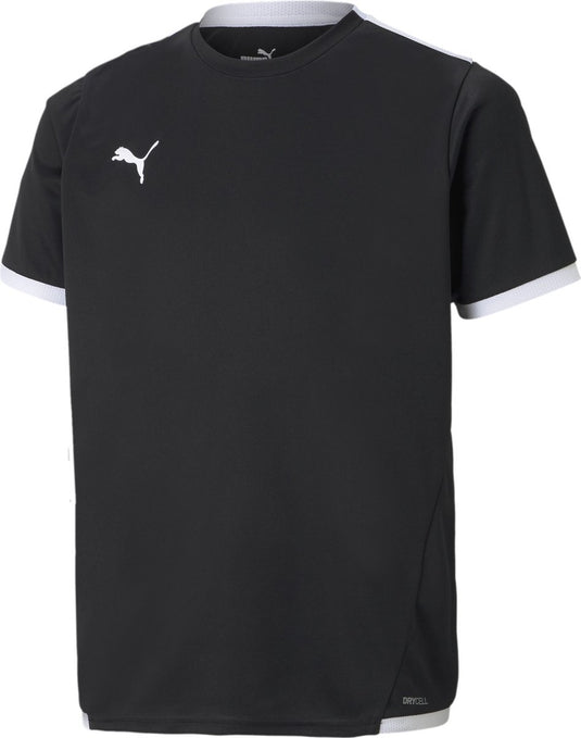 Puma teamliga jersey jr unisex sportshirt - black- white