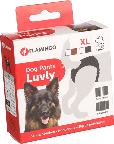 Flamingo loopheidsbroekje hond – luvly slip vrouwelijk zwart xl – voor loopsheid – verstelbare taille inclusief inlegkruisje hond