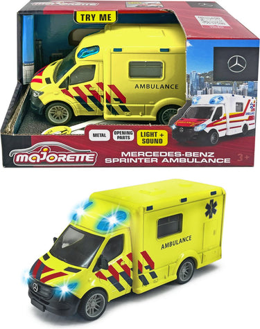 Majorette grand series - mercedes-benz sprinter ambulance nl - metaal - licht en geluid - 12,5 cm - speelgoedvoertuig