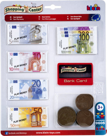 Klein toys - euro speelgeld - incl. creditcard, muntgeld en biljetten - meerkleurig