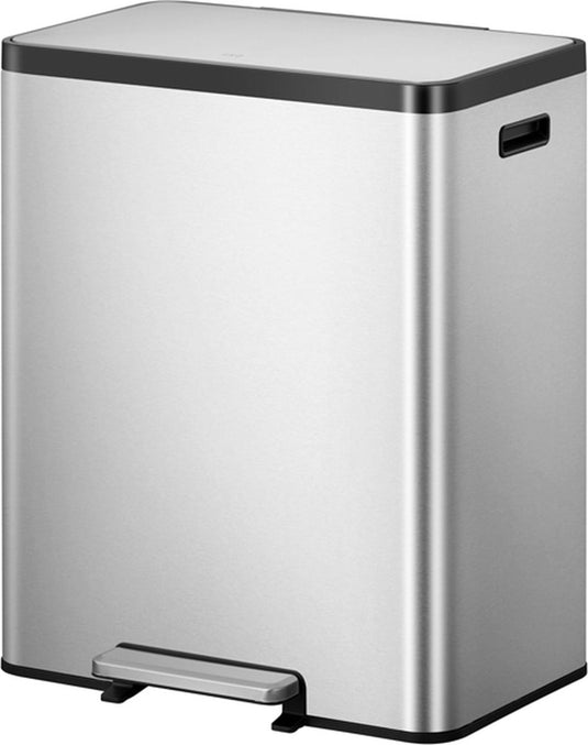 Eko - ecocasa 2 recycling pedaalemmer 36+24 liter - stainless steel polypropylene - mat rvs - prullenbak