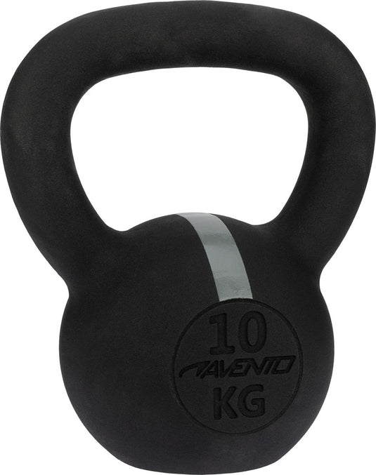 Avento kettlebell - 10 kg - gietijzer - zwart grijs