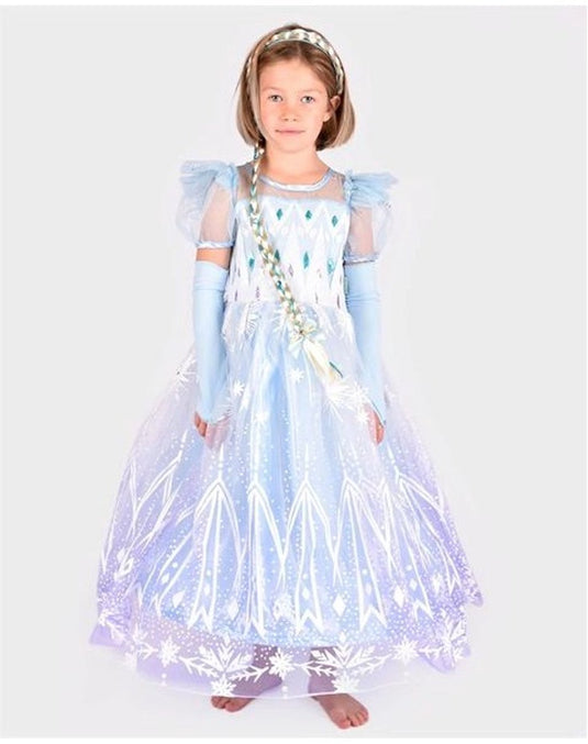 Den goda fen verkleedkledij frozen prinses jurk - 98-104cm - 3-4 jaar - blauw