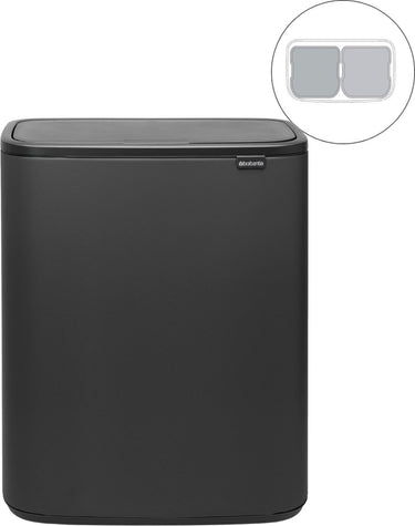 Brabantia bo touch bin prullenbak - 2 x 30 liter - afvalscheiding - mineral infinite grey