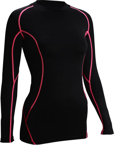 Avento compressieshirt - lange mouw - dames - zwart roze - maat 42