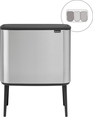 Brabantia bo touch bin prullenbak - 3 x 11 liter - afvalscheiding - matt steel fingerprint proof