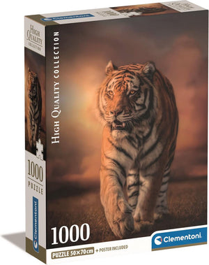 Clementoni tiger legpuzzel - tijger puzzel - dieren puzzel 1000 stukjes - 70x50 cm - voor volwassenen en kinderen vanaf 14 jaar