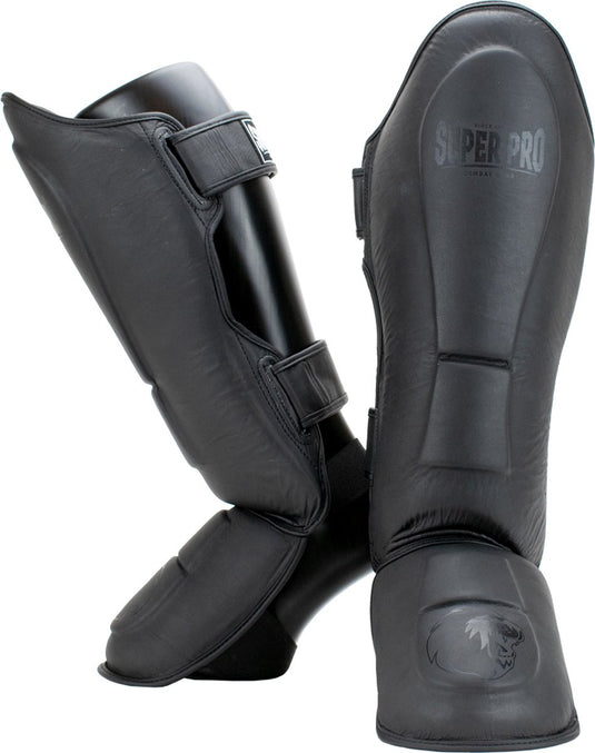 Super pro combat gear lederen scheenbeschermer guardian grijs medium