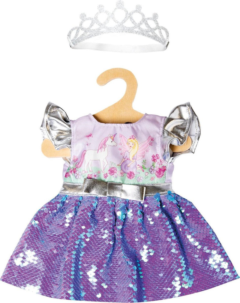 Load image into Gallery viewer, Heless poppenjurk fee en eenhoorn met sequins en kroon, 28-35 cm
