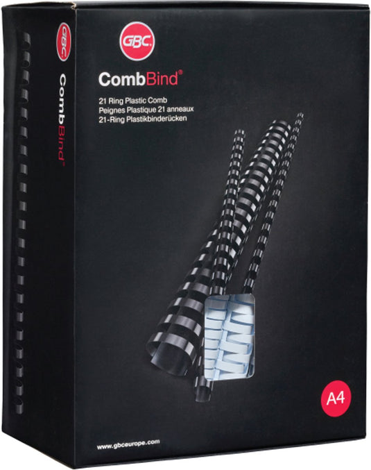 Gbc combbind bindruggen zwart - a4 - 19 mm - 100 stuks