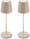B.k.licht briloner kiki - set van 2 tafellampen opllaadbaar - dimbaar - voor binnen en buiten - in hoogte verstelbaar - warm wit licht - beige