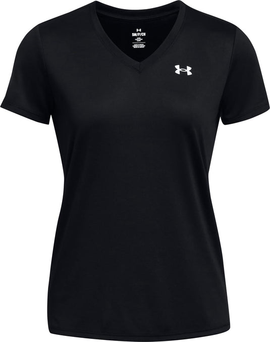 Under armour tech ssv- solid-blk dames sportshirt - zwart - wit
