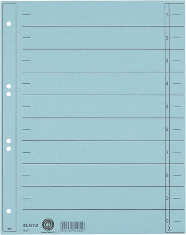 Leitz staffeltabblad karton - beschrijfbare tabs, 2 4-rings - voor ordners en ringbanden - lichtblauw