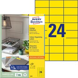 Universele etiketten avery zweckform 3451 70x37mm geel