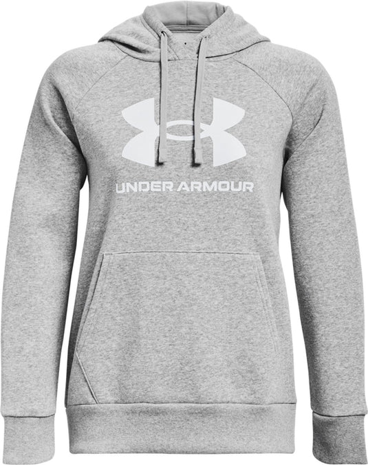 Under armour ua rival fleece big logo hd dames sporttrui - grijs - wit