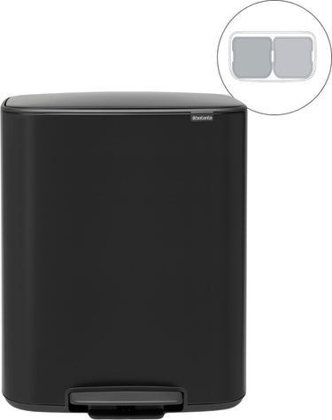 Brabantia bo prullenbak - 2 x 30 liter - afvalscheiding - matt black