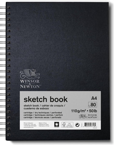 Winsor newton 6673011 spiral sketchbook a4 – 110 g m², 80 vellen, tekenpapier voor schetsen tekenen