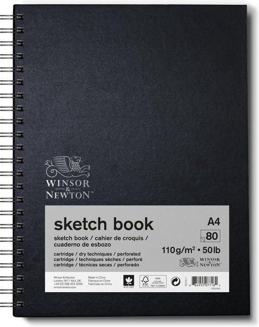 Winsor newton 6673011 spiral sketchbook a4 – 110 g m², 80 vellen, tekenpapier voor schetsen tekenen