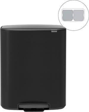 Brabantia bo prullenbak - 2 x 30 liter - afvalscheiding - matt black