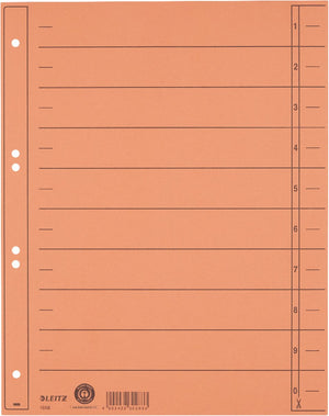 Leitz staffeltabblad karton - beschrijfbare tabs, 2 4-rings - voor ordners en ringbanden - oranje