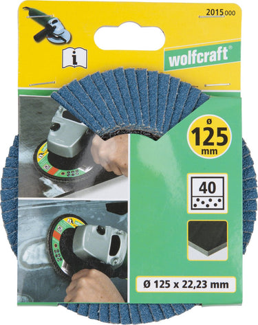 Wolfcraft - lamellenschijf - 125mm - korrel 40 - schuurlamellenplaat haakse slijper voor metaal - 2015000